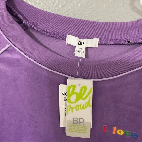 BP  Long Sleeve I Love You Velour Sweater, Purple size Medium New with tags - Picture 3 of 6